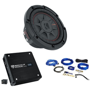 Kicker 48CWRT672 6.75" Shallow 300w Car Subwoofer Sub+Mono Amplifier+Amp Kit