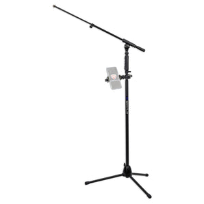 Rockville Karaoke Microphone Stand w/Hand Clutch+360° Swivel Smartphone Mount