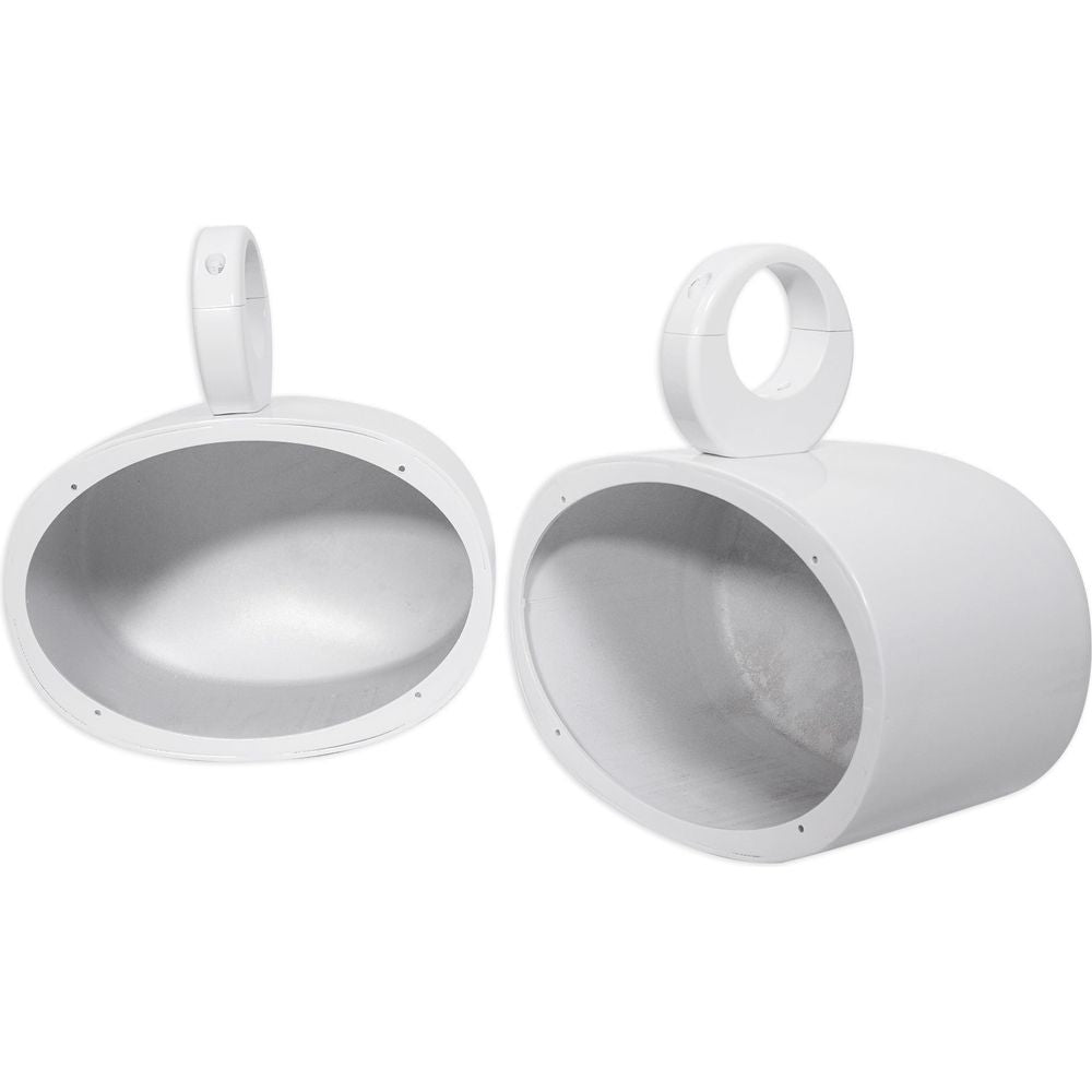MAC69W 6x9" White Aluminum Wakeboard Tower Speaker Pods + Covers