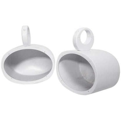 (4) MAC69W 6x9" White Aluminum Wakeboard Tower Speaker Pods+Covers