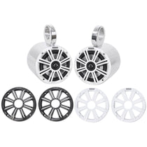 Pair KICKER 45KM654 6.5" 390 Watt Silver Marine Wakeboard Tower Boat Speakers