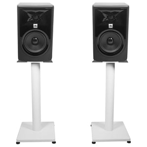 (2) JBL 305P MkII 5" Powered Studio Monitor Monitoring Speakers+White 21" Stands