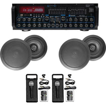 MM2000BT Bluetooth Karaoke Mixer System + (4) 6.5" Black Ceiling Speakers