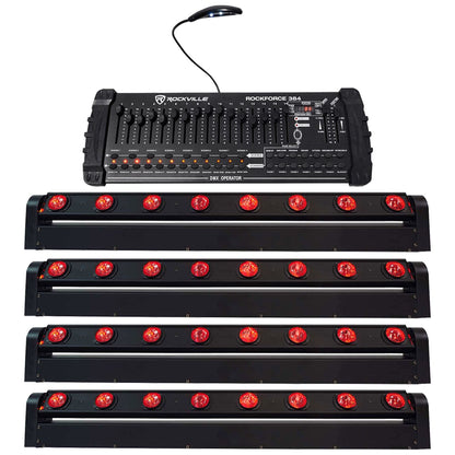 MOTIONSTRIP Light Bar 4-Pack + ROCKFORCE 384 DMX Controller Bundle