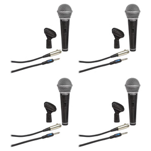 (4) Samson R21S Dynamic Handheld Microphones+Mic Clips+Cables+3.5mm adapters