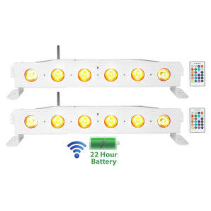 (2) Rockville BEST STRIP 60 White Rechargeable Wash Light Bars w/Wireless DMX