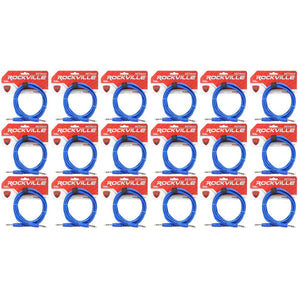 18 Rockville RCTR110BL Blue 10' 1/4'' TRS to 1/4'' TRS  Cable 100% Copper