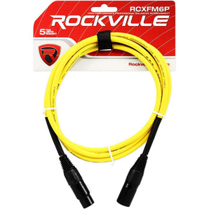 Rockville RCXFM6P-Y Yellow 6' Female to Male REAN XLR Mic Cable 100% Copper
