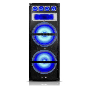Technical Pro VRTX215LED Dual 15" 7-Way 1800 Watt Carpeted Speaker Cabinet W/LED
