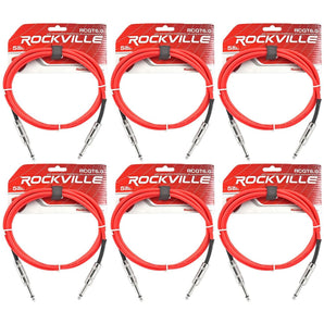 6 Rockville RCGT6.0R 6' 1/4" TS to 1/4'' TS Guitar/Instrument Cable