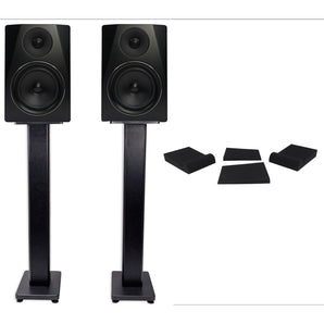 Pair Rockville APM6B 6.5" 2-Way 350 Watt Powered USB Studio Monitors + Stands+Pads