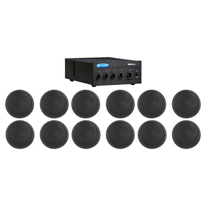 Crown 70v Amplifier+12) Black 5" Commercial Ceiling Speakers 4 Restaurant/Office