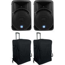 2 RPG15BT 15" Powered Bluetooth DJ Wireless Link Speakers+Rolling Bags
