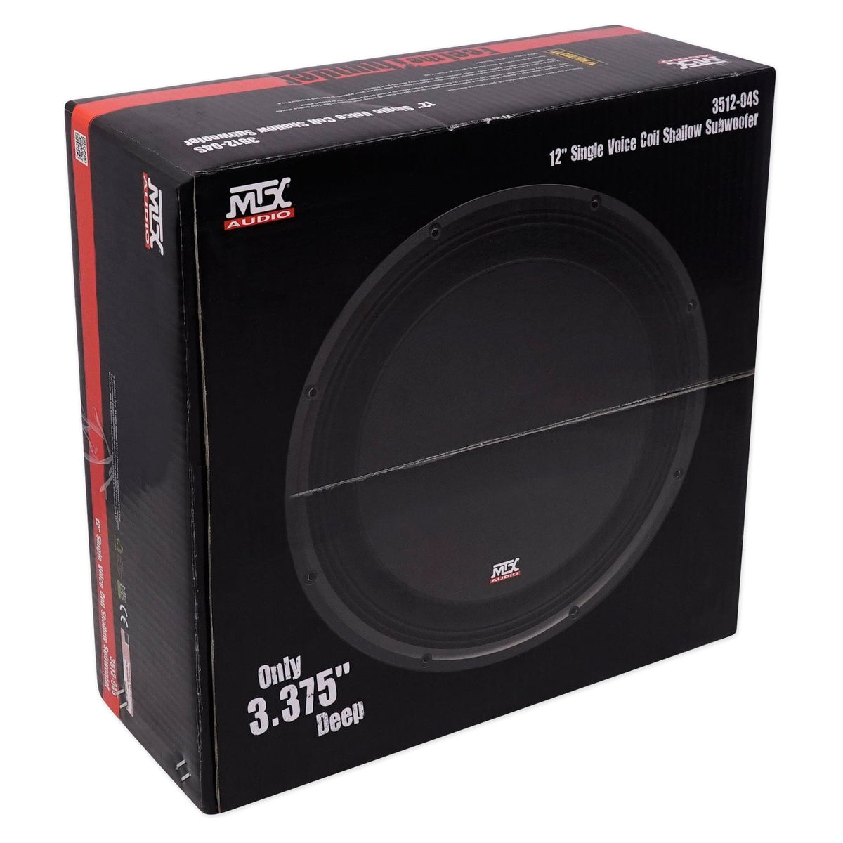 MTX 3512-04S 12" 600 Watt Shallow Mount Car Audio Subwoofer Slim Sub SVC 4-ohm