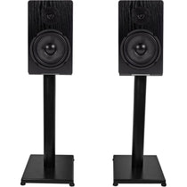 RockShelf 68B Black 6.5" Home Bookshelf Speakers w/21" Stands