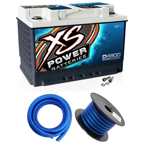 XS Power D4800 3000 Amp 12V Group 48 Car Audio Sealed Battery+Power/Ground Wires
