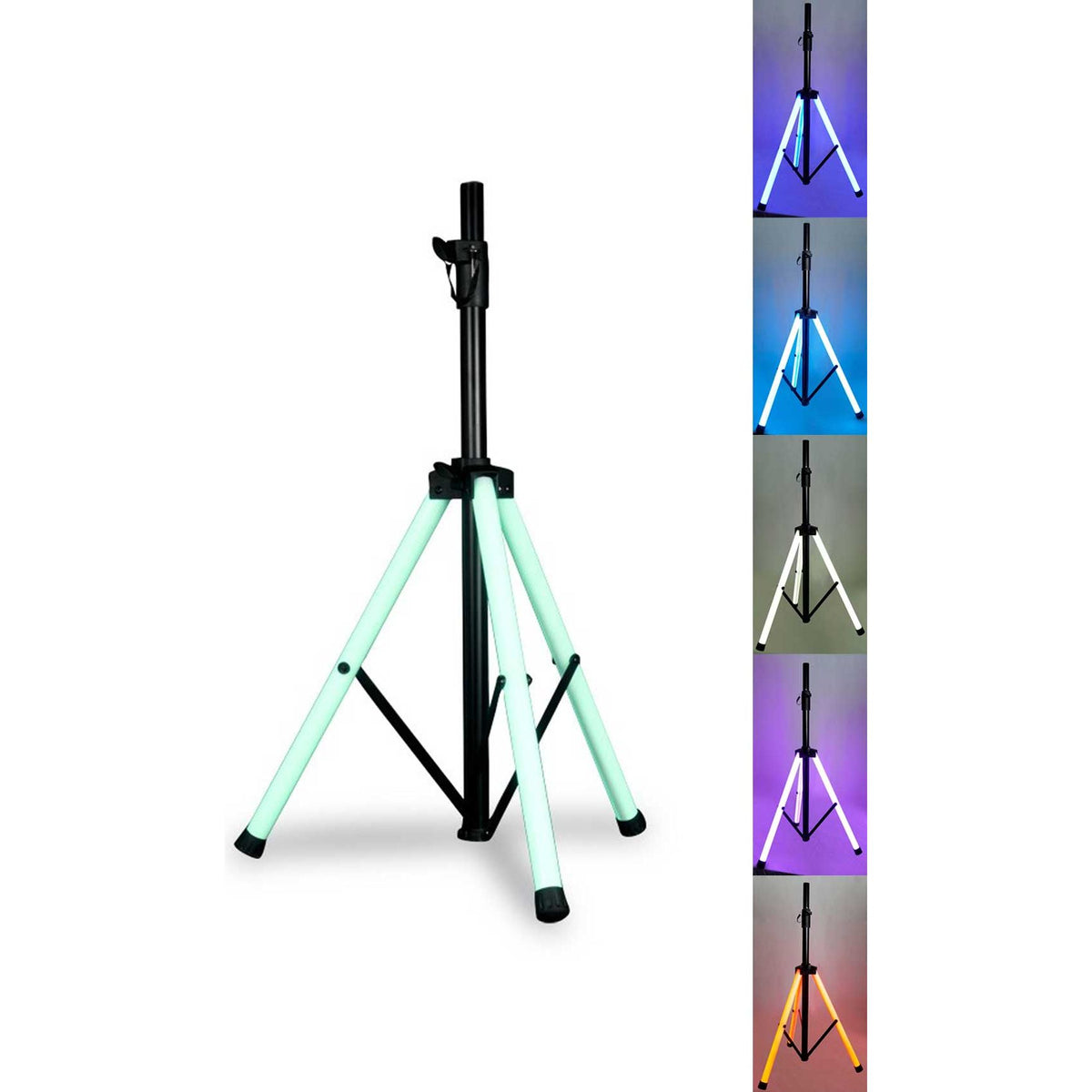 (2) RPG10BT 10" Powered 600W DJ PA Speakers + Bluetooth + LED Stands + Cables