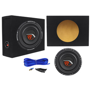 Rockville W10T4-S2 10" Shallow Mount 1200 Watts 2-Ohm Car Subwoofer+Sealed Enclosure