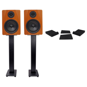 2 Rockville APM6C 6.5" 2-Way 350 Watt Powered USB Studio Monitors+Stands+Pads