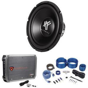 Hifonics HFX12D4 12" 800 Watt Dual 4-Ohm Car Subwoofer+Mono Amplifier+Amp Kit