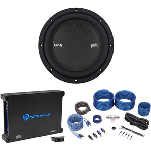 Polk Audio MM842DVC 8” 900w DVC Car Audio Subwoofer Sub+Mono Amplifier+Amp Kit