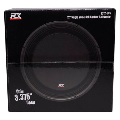 MTX 3512-04S 12" 600 Watt Shallow Mount Car Audio Subwoofer Slim Sub SVC 4-ohm
