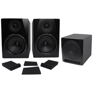 (2) Rockville APM6B 6" Powered Studio Monitors+Active 10" Subwoofer+Foam Pads