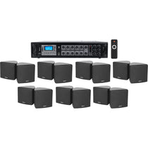 Commercial 6-Zone Bluetooth Amp+14 3.5" Black Cube Restaurant Speakers