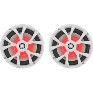 (2) Rockville RKL80MW Dual 8" 900 Watt Marine White Wakeboard LED Tower Speakers