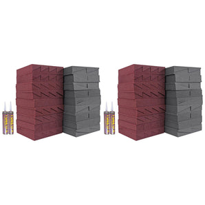 (2) Auralex Roominator D36 Kit - 36 Acoustic Panels (Burgandy) + 2 Pro Adhesives