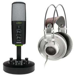 AKG K701 Open-Back Studio Recording Reference Headphones Bundle with Mackie USB Microphone