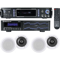 Home Theater Bluetooth Receiver+Equalizer EQ+(4) 6.5" Ceiling Speakers