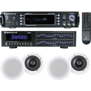 Rockville Home Theater Bluetooth Receiver+Equalizer EQ+(4) 6.5" Ceiling Speakers