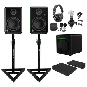 Studio Kit w/(2) Mackie CR5-X 5" Studio Monitors+8" Sub+Headphones+Mic+Stands