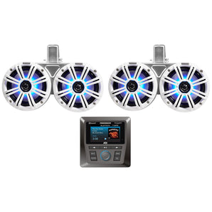 2) KICKER 45KMTDC65W Dual 6.5" 390w Marine Wakeboard Tower LED Speakers+Receiver