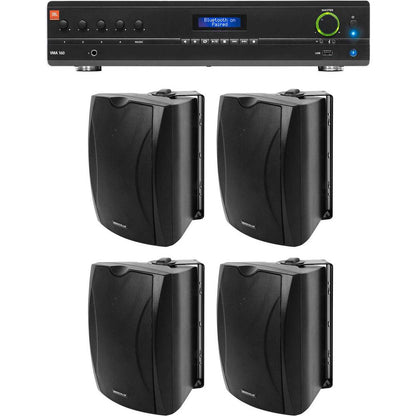 VMA160 Amplifier + 4 6.5" Black Indoor/Outdoor Speakers