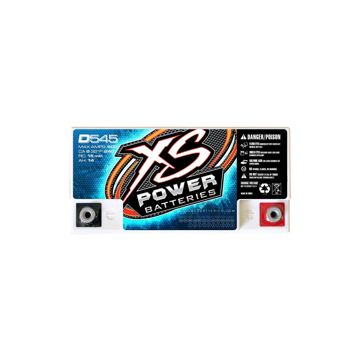 XS Power D545 800 Amp Car Audio Battery + Terminal Hardware + Power/Ground Wires