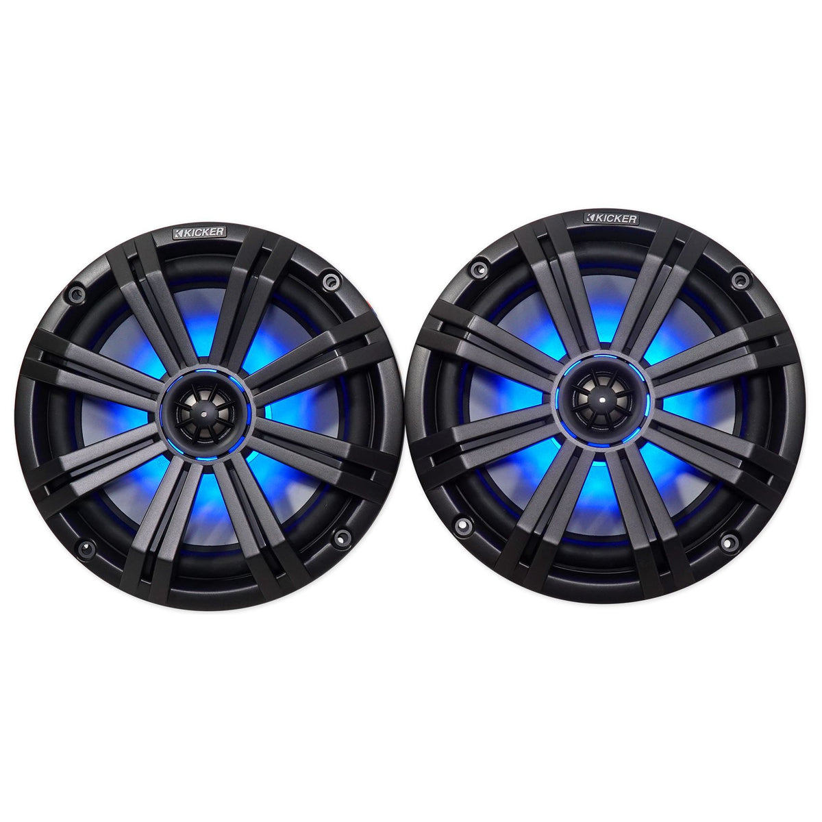 Pair KICKER 45KM84L 8" 600 Watt Marine Boat Wakeboard Tower Speakers w/LED's KM8