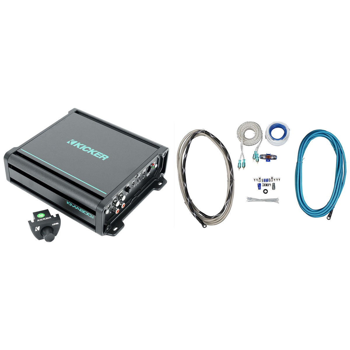 KICKER 48KMA8001 800 Watt 1-Ohm Marine/Boat Mono Sub Amplifier+Amp Kit KMA800.1
