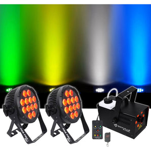 (2) Chauvet DJ SlimPar Pro H USB D-Fi RGBAW+UV LED Par Can Wash Lights+Fogger