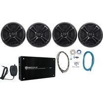 RMSTS80B Black 8" Marine Speakers 4-Pack + KRYPTON MF4 Amplifier Bundle