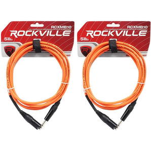 2 Rockville RCXMB10-O Orange 10' Male REAN XLR to 1/4'' TRS Balanced Cables