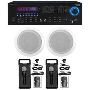 Technical Pro Home Karaoke Machine System w/ Bluetooth+(2) 6.5" Ceiling Speakers