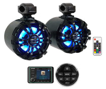 KMC5 Marine Bluetooth Receiver+Remote+(2) 6.5" Black LED Tower Speakers
