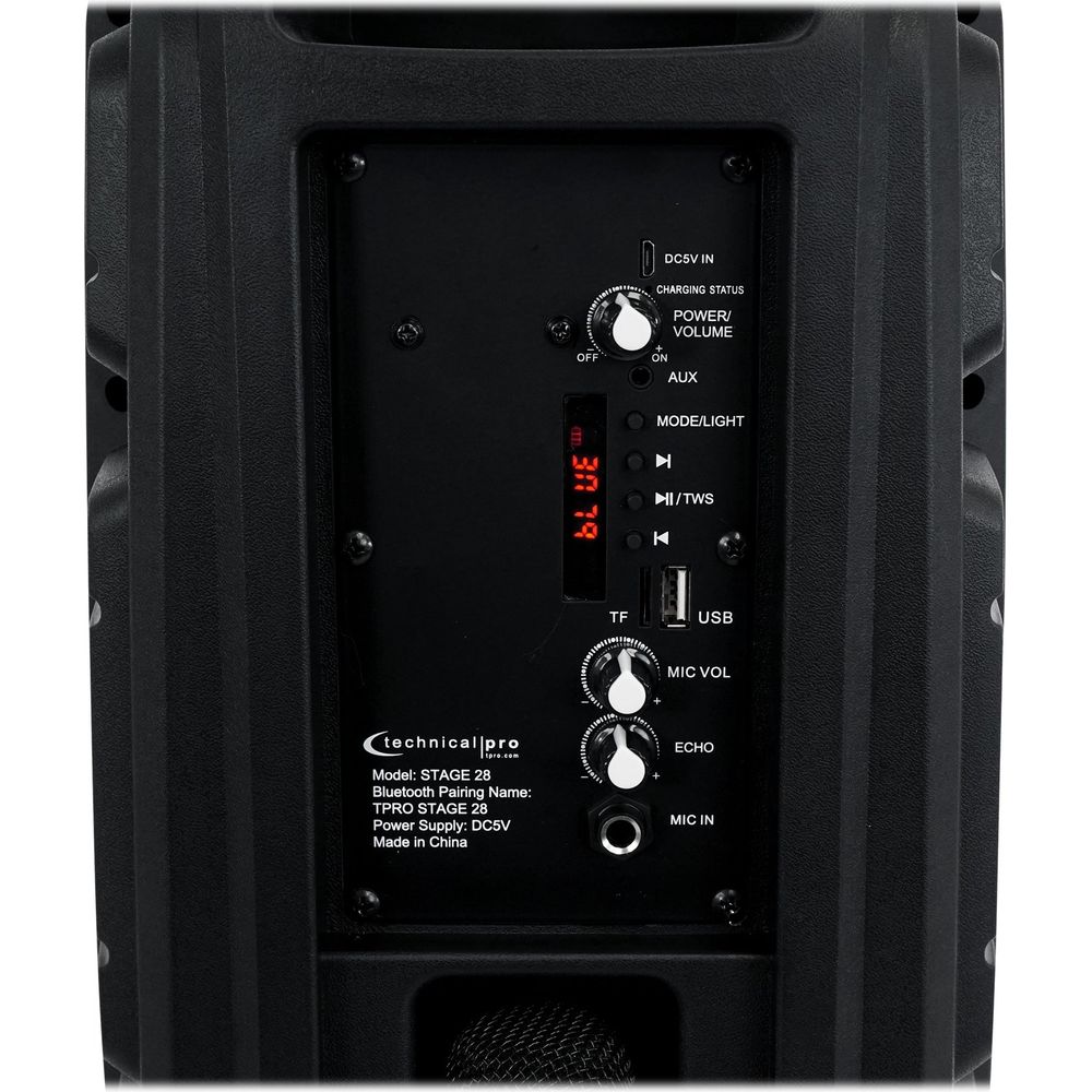 (2) STAGE28 Dual 8" Wireless Linking Rechargeable LED Speakers w/Stands & Mics