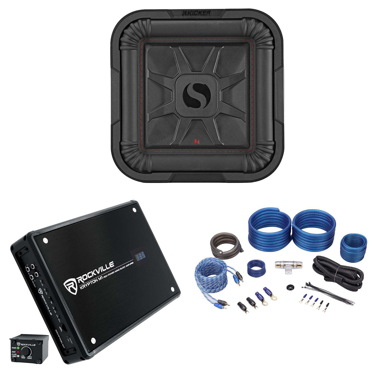 L7T102 10" Solo-Baric Subwoofer, Mono Amplifier & Wire Kit