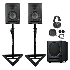Pair Presonus Eris E5 XT 5.25" Studio Monitors+Stands+8" Subwoofer+Headphones