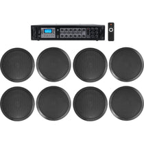 CC80T Black 8-Pack + RCS180-6 6-Zone 180W Amp Bundle