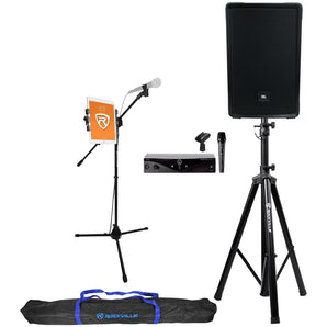 JBL IRX112BT 12" 1300w Bluetooth Karaoke Machine System+Stands+AKG Wireless Mic
