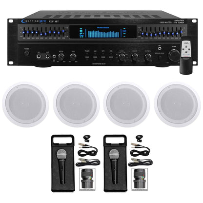 1500 Watt Home Karaoke Machine System + (4) 8" Ceiling Speakers